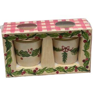bath & body works Christmas gift set of 2 candles holly white green bow READ NEW
